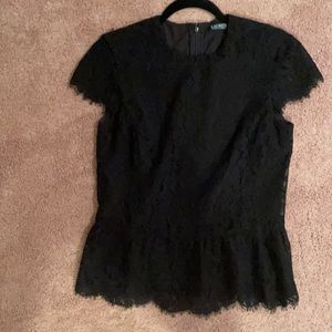 Ralph Lauren women’s black lace peplum top - size 4 - worn once